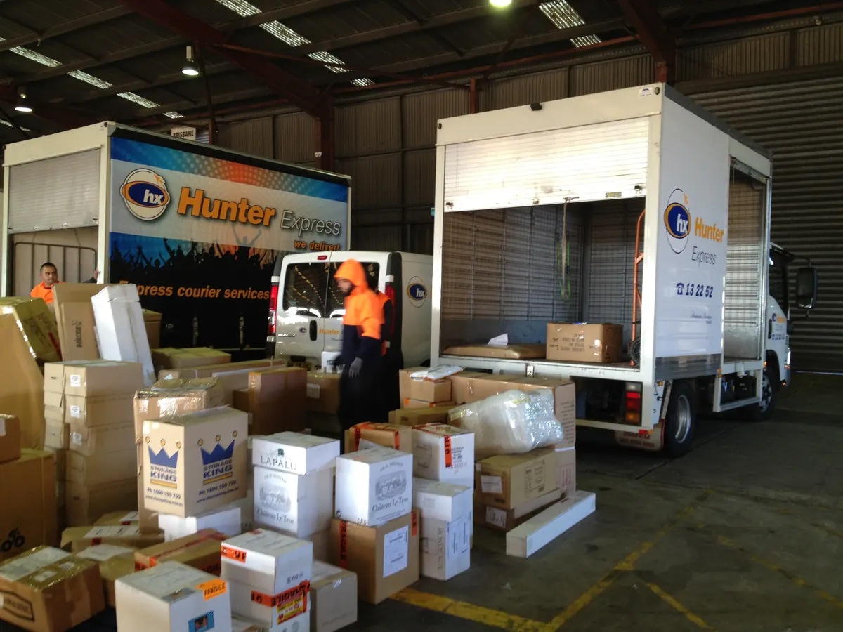 A distribution warehouse with packed freight